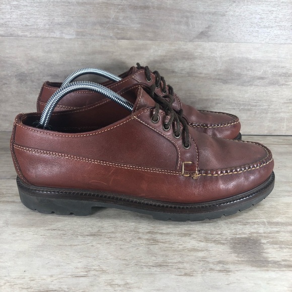 LL Bean Leather Derby Shoe Vibram Gumlite Lug Sole Brown Men 10 - Picture 2 of 11